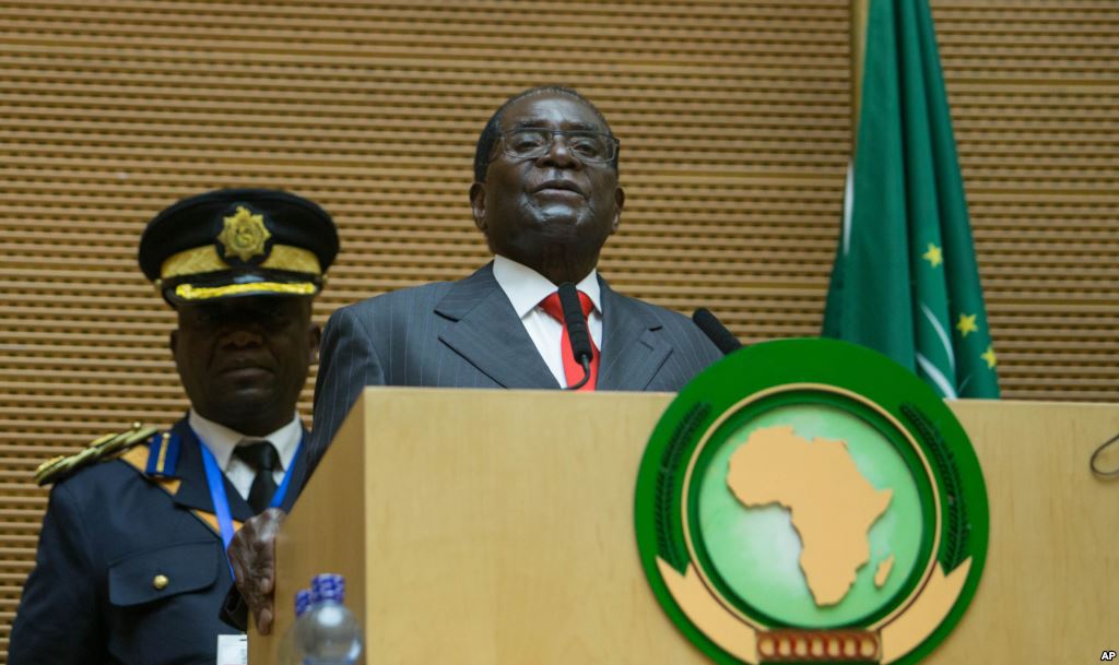 Zimbabwe president Robert Mugabe delivers a speech during the opening ceremony of the 26 ordinary of the African Union Summit in Addis Ababa Jan. 30 2016