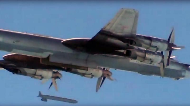 Russian Defence Ministry images from November 2015 show a Russian fighter plane dropping a cruise missile during an airstrike in Syria