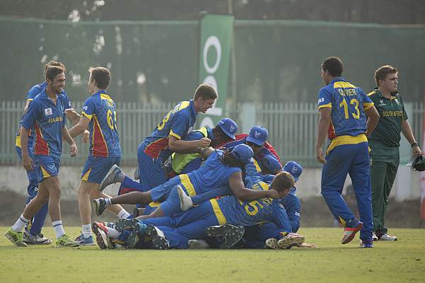 An ecstatic Namibia U19 team after winning against South Africa U19