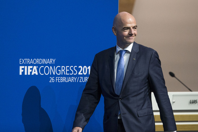 Swiss Gianni Infantino new FIFA President smiles as he arrives for a press conference after being elected at the Extraordinary FIFA Congress 2016 held