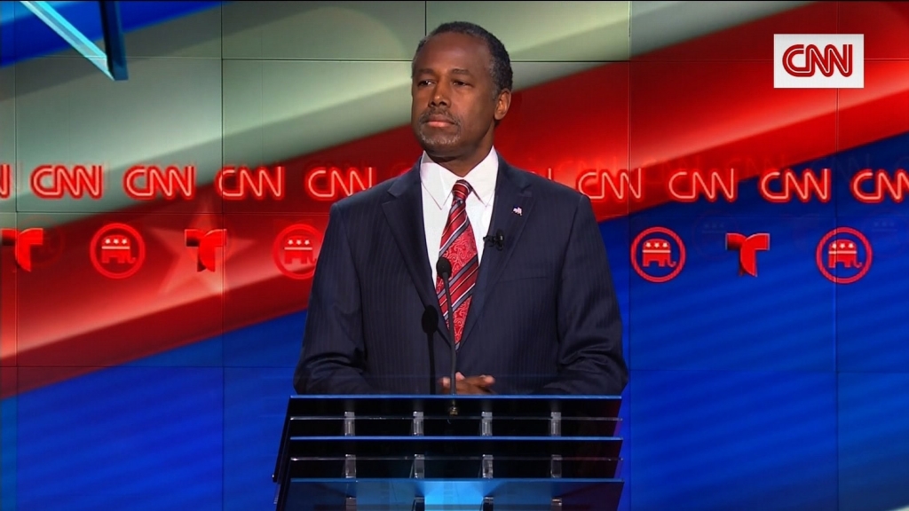 Ben Carson at the CNN GOP presidential debate in Houston Texas