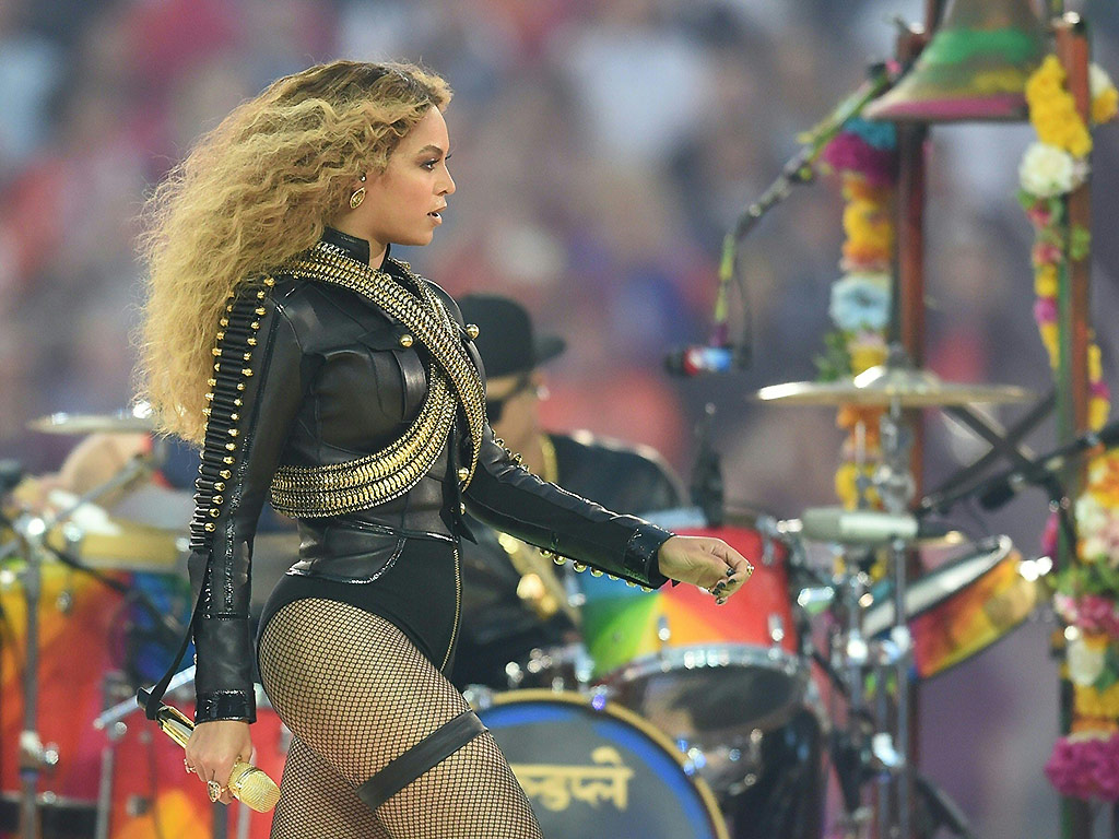 Beyonce performs during Super Bowl 50 at Levi's Stadium in Santa Clara California