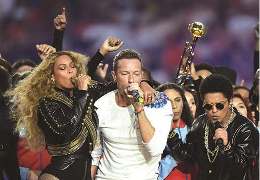 Beyonce Bruno Mars heat up Coldplay's Super Bowl halftime