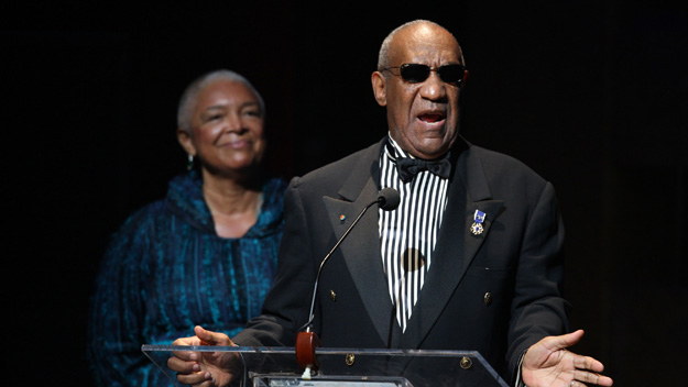 Bill Cosby and his wife Camille Cosby speak onstage at the Apollo Theater 75th Anniversary Gala at The Apollo Theater