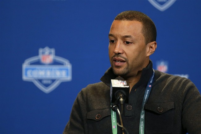 Cleveland Browns executive vice president of football operations Sashi Brown speaks during a press conference at the NFL football scouting combine in Indianapolis Thursday Feb. 25 2016