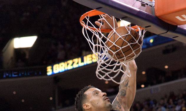 Memphis Grizzlies forward Matt Barnes dunks in the second half of an NBA basketball game against the Dallas Mavericks Saturday Feb. 6 2016 in Memphis Tenn