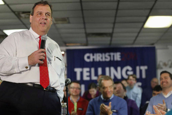 Republican presidential candidate Chris Christie speaks during a town hall campaign stop at the American Legion on Tuesday Feb. 2 2016 in Epping N.H