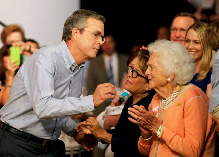 Former Florida Gov. Jeb Bush left and his mother Barbara. Barbara Bush was initially opposed to Jeb running for president but is campaigning in New Hampshire to rescue his faltering candidacy