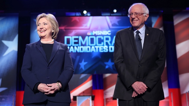 Former Secretary of State Hillary Clinton left is still seen by some as the frontrunner in the Democratic primary but Senator Bernie Sanders is surging by bringing party back to its progressive roots