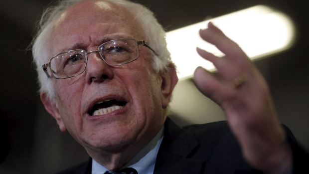 US Democratic presidential candidate Bernie Sanders speaks at a campaign rally in Las Vegas Nevada United States