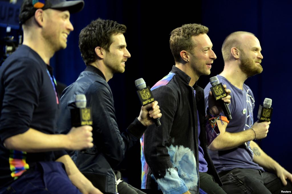 Coldplay singer Chris Martin speaks during the Super Bowl 50 Halftime Show press conference at Moscone Center San Francisco California Feb. 4 2016