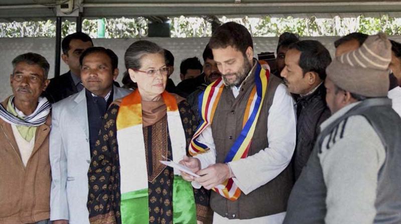 Congress President Sonia Gandhi with party Vice President Rahul Gandhi