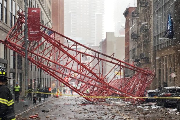 Crane collapse in Lower Manhattan kills one, subways rerouted