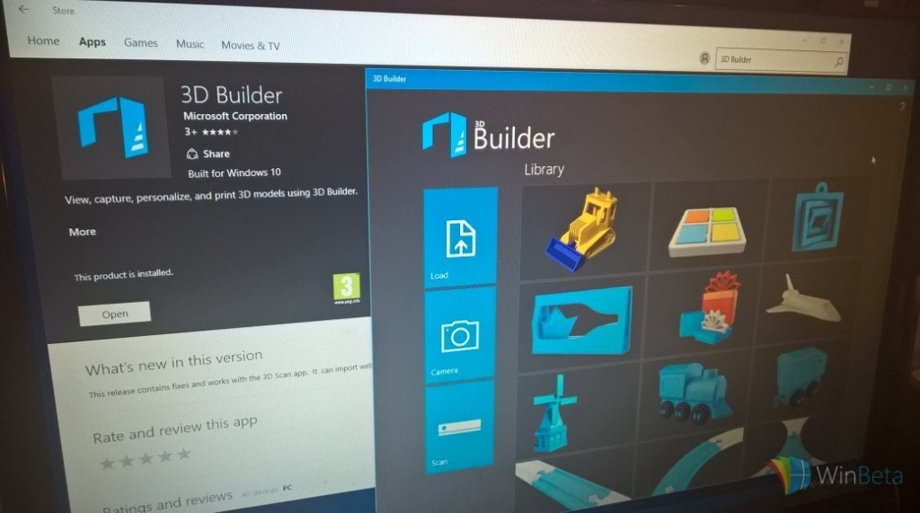 Microsoft 3D Builder app