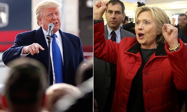 Democratic and Republican presidential front-runners Donald Trump and Hillary Clinton going into Monday's critical Iowa caucuses