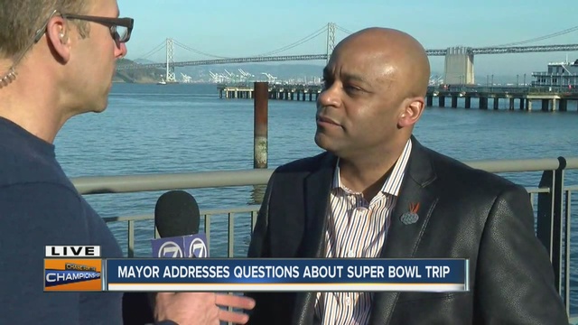 Denver7 at 5pm Denver Mayor Michael Hancock addresses questions about use of city funds for Super Bowl trip.                      KMGH