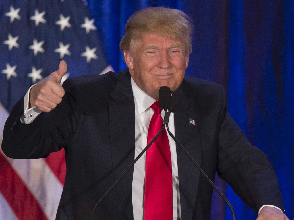 Donald Trump flashes a thumbs up after finishing second in the Iowa caucuses last week.   Jim Watson    
  AFP  Getty Images