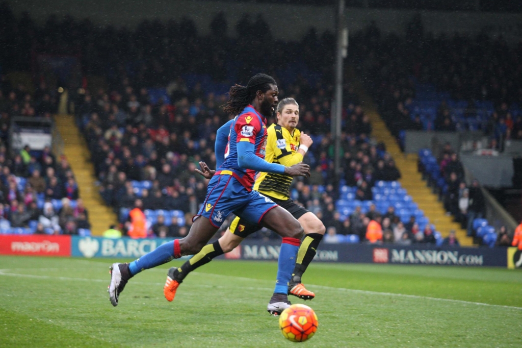 Drawing plaudits Crystal Palace striker Emanuel Adebayor