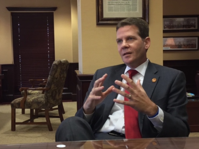 Senate President Andy Gardiner R-Orlando speaks to reporters with the Times  Herald Tallahassee bureau during a pre-session interview late last year