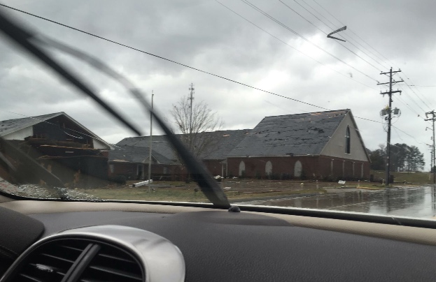 First Baptist Church in Collinsville was damaged by a tornado Tuesday afternoon