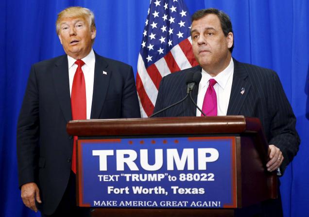 U.S. Republican Presidential candidate Donald Trump and New Jersey Governor Chris Christie attend a campaign rally in Fort Worth Texas. Christie on Friday announced his endorsement for Trump's presidential bid