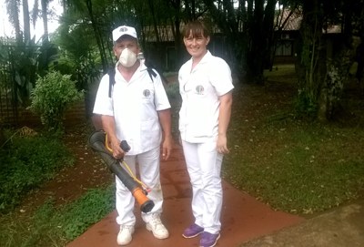 Fumigators work at the SOS Children’s Village Oberá in Misiones Argentina to combat mosquitos that carries the Zika virus