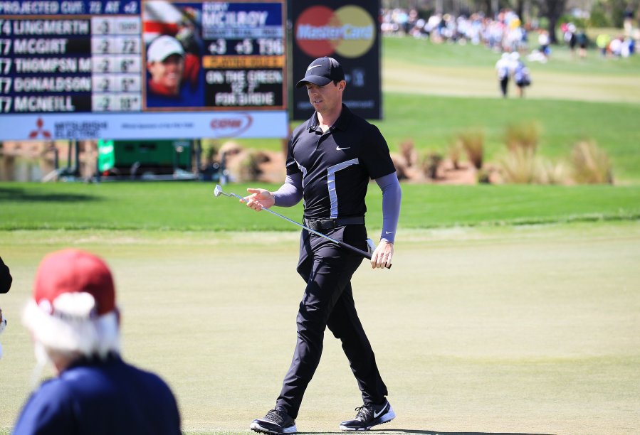 Rory Mc Ilroy comes off the ninth green after completing his round for the second day of the Honda Classic at PGA National Resort and Spa in Palm Beach Gardens