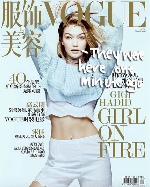 Gigi Hadid: Did Vogue China Photoshop Model's Moles Out Of Her Cover Shot? (PHOTOS)