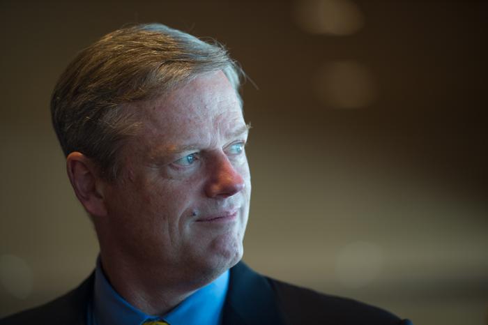 Gov. Charlie Baker arrives at a luncheon for the United Regional Chamber of Commerce held at the Plainridge Casino in Plainville Mass. Friday Dec. 4 2015. Gretchen Ertl for The Boston Globe