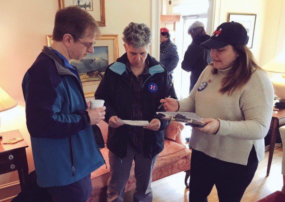 Hillary Clinton supporters gather before a recent Burlington canvass