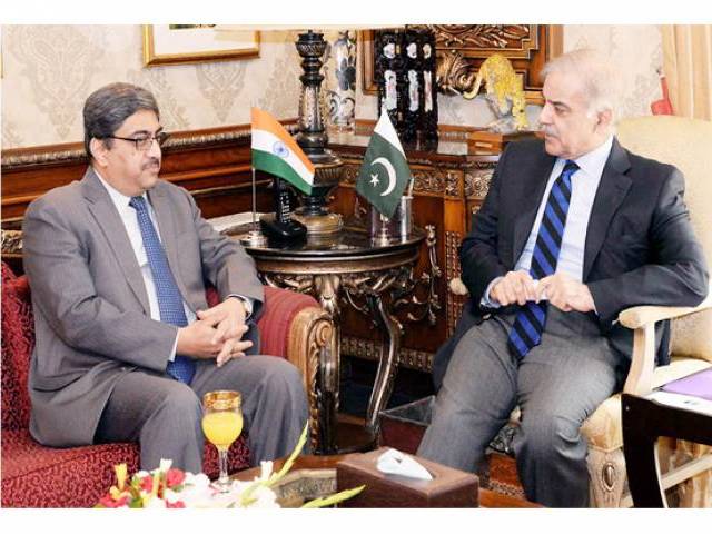 Indian High Commissioner Gautam Bambawale in a meeting with Chief Minister Shehbaz Sharif