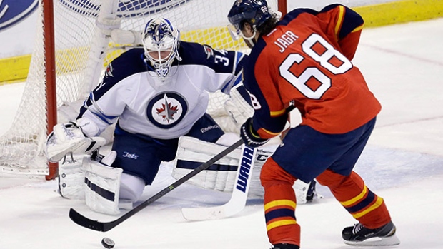 Jaromir Jagr during the first period Saturday before scoring two goals which moved him into third on the all-time scoring list