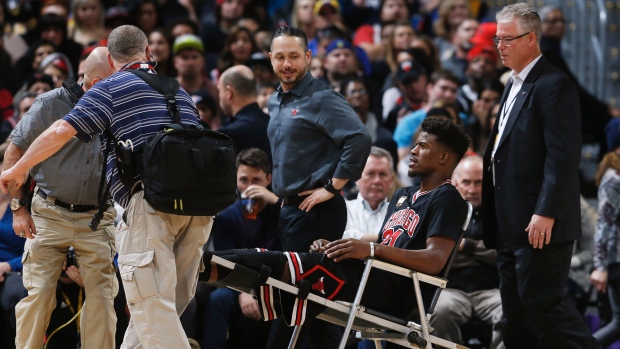 Jimmy Butler carted off