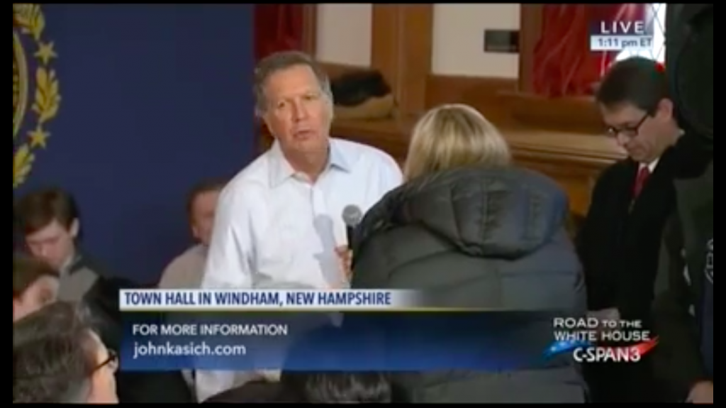 John Kasich fields questions at New Hampshire town hall Monday Feb. 8