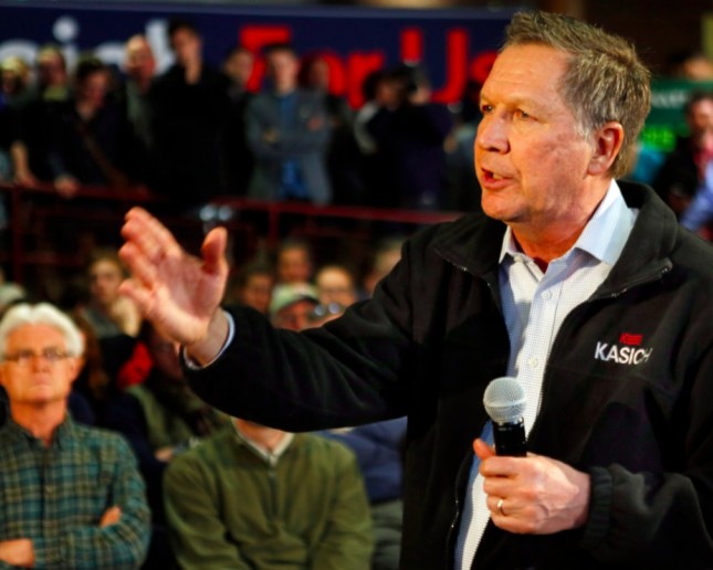Republican presidential candidate Gov. John Kasich R-Ohio speaks during a campaign stop before Tuesday's contest the first in the nation's presidential primary on Sunday Feb. 7 2016 in Concord N.H