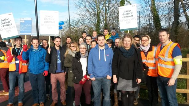 Junior doctors picket outside University Hospital Coventry