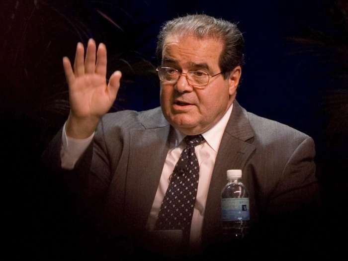 Supreme Court Associate Justice Antonin Scalia speaks at the ACLU Membership Conference in Washington. Associated Press