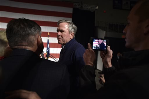 Republican presidential candidate Jeb Bush greets people during a campaign stop in Aiken S.C. Tuesday Feb. 16 2016. MANDATORY CREDIT