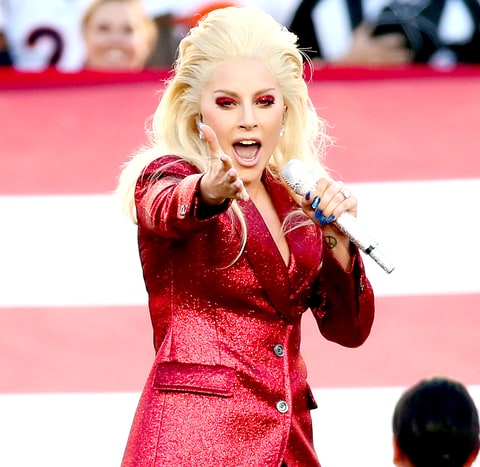 Lady Gaga sings the National Anthem at Super Bowl 50