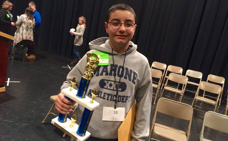 Hanson Eighth Grader is Top Speller at Spelling Bee