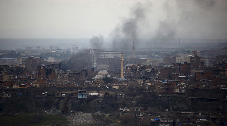 Buildings which were damaged during the security operations and clashes between Turkish security forces and Kurdish militants are