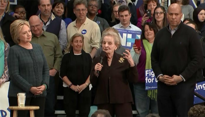 Madeline Albright says her comments were not delivered timely