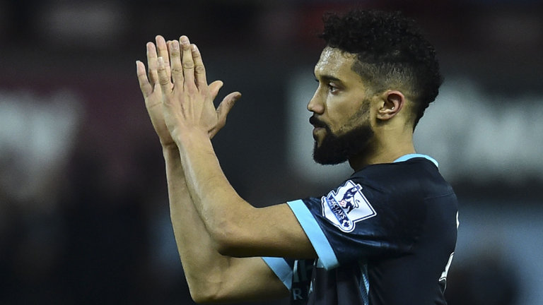 Manchester City defender Gael Clichy applauds after the final whistle at West Ham