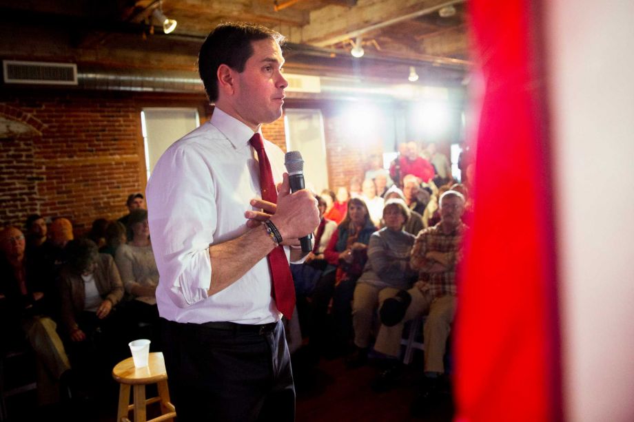 Republican presidential candidate Sen. Marco Rubio R-Fla. speaks during a town hall meeting in Laconia N.H. Wednesday Feb. 3 2016