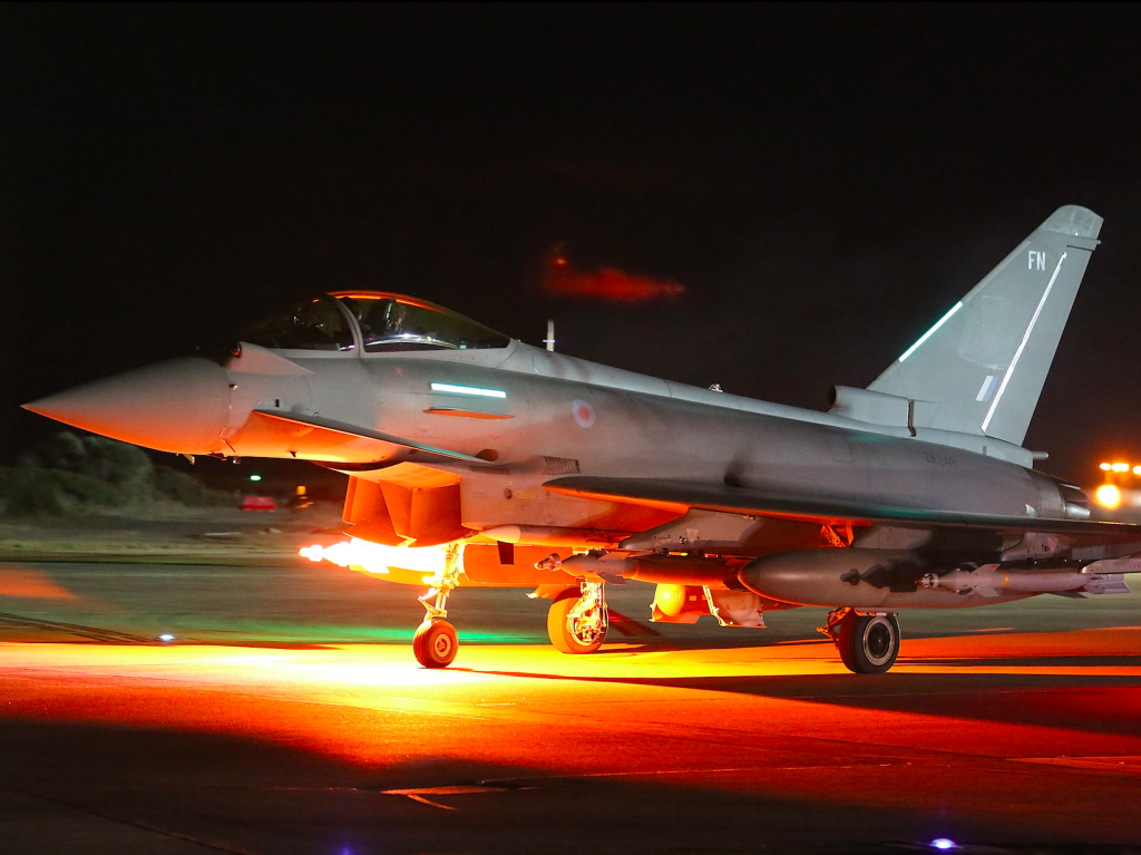 Akrotiri Cyprus. Yesterday the RAF sent two further Tornado aircraft and six Typoons to bolster aircraft now flying sorties to both Iraq and Syria after the