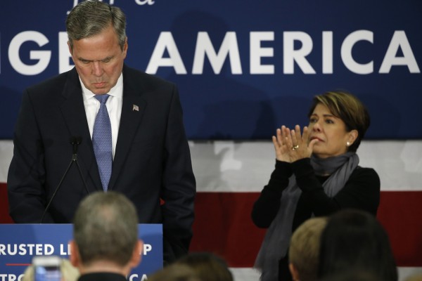 Republican presidential candidate former Florida Gov. Jeb Bush accompanied by his wife Columba