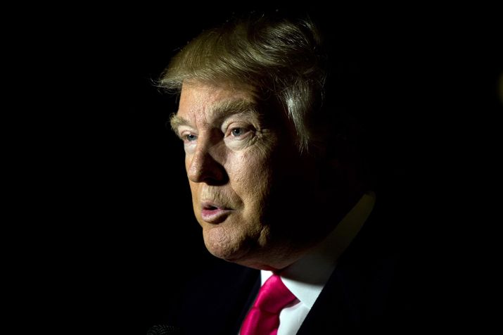 Matt Rourke 
 

 
Republican presidential candidate Donald Trump speaks with members of the media Tuesday in Manchester N.H