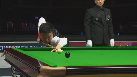 Ding Junhui about to pot the black on his 147 break in the quarter-final at the Welsh Open