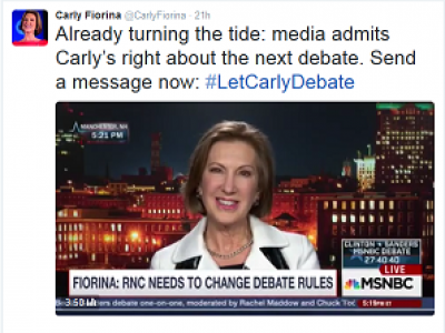 Fiorina pressures RNC to allow her on debate stage Saturday