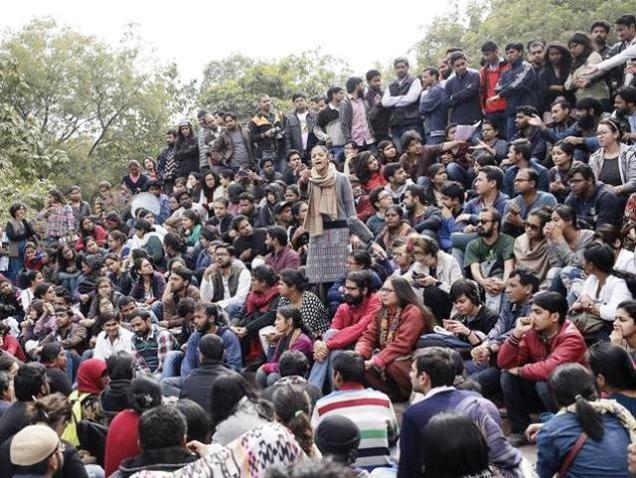 JNU students demanding the release of union president Kanhaiya Kumar in New Delhi